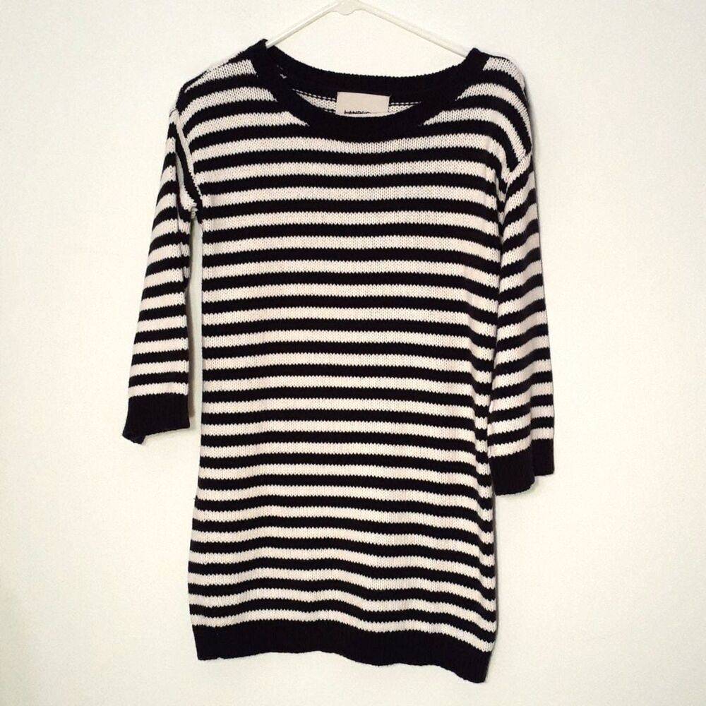 Lands End sweater Navy blue white striped tunic women's xs extra small 0 2 top